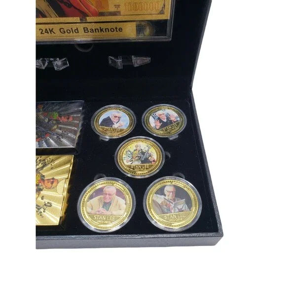 Marvel Superhero Stan Lee Gold Plated Coin Bank Note Card Deck Commemorative Set - Picture 3 of 11